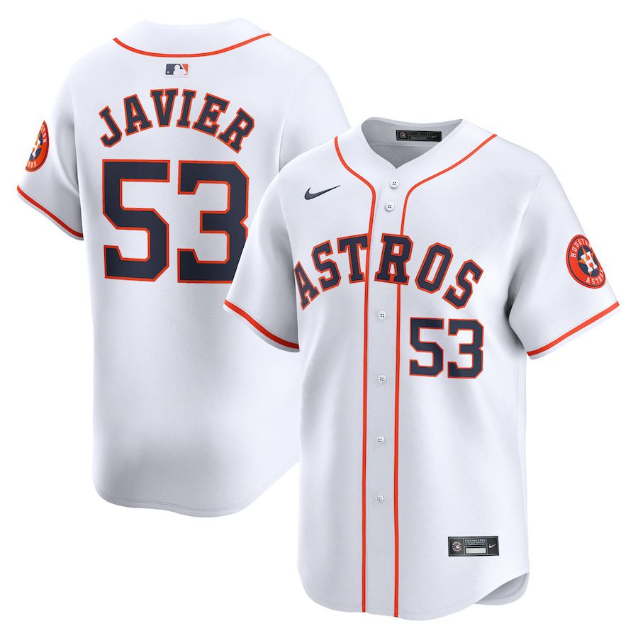 Men Houston Astros #53 Cristian Javier Nike White Home Limited Player MLB Jersey